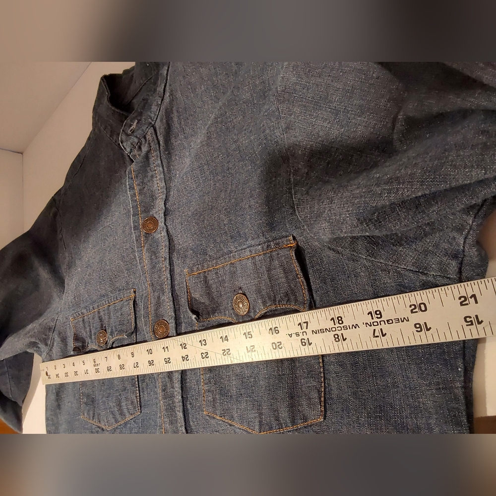 Vintage 1970s Levi’s Big E Denim Shirt Orange Tab Size M Made in USA - Picture 13 of 15
